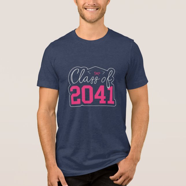 Class of 2041 Graduation Design – Pink & White Sch Tri-Blend Shirt (Front)