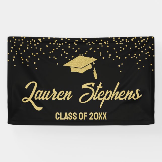 Class of 20XX Black and Gold Banner Sign (Horizontal)