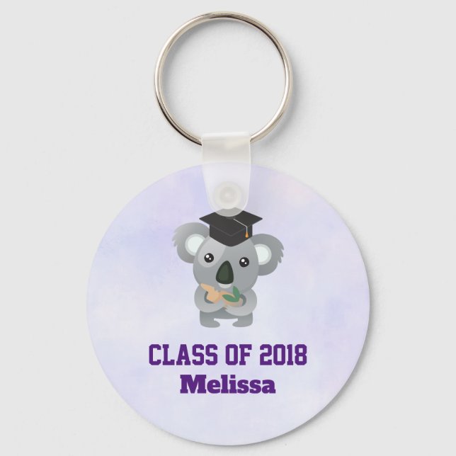 Class of 20xx Cute Koala Bear in Graduation Cap Key Ring (Front)
