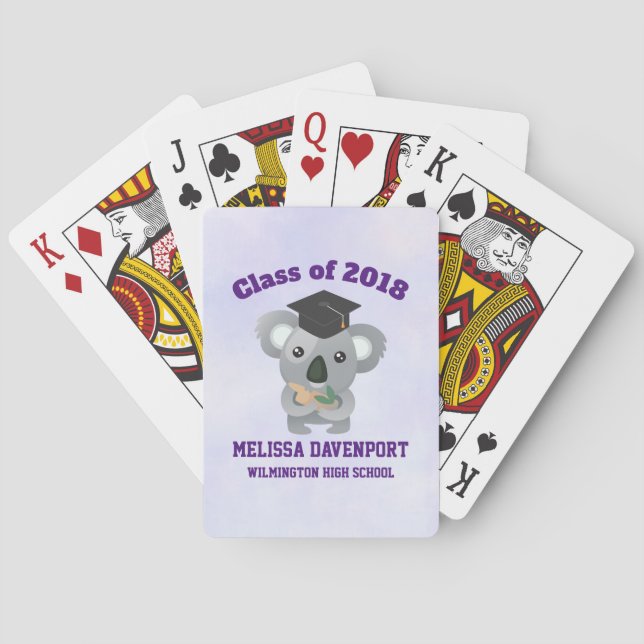 Class of 20xx Cute Koala Bear in Graduation Cap Playing Cards (Back)