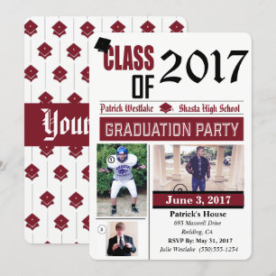 Class of 20XX Grad Party Invitations - burgandy