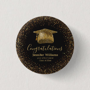 Class of 20xx graduate hat gold luxury black chic 3 cm round badge