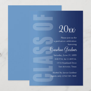 Class of 20XX Graduation Any Colour with Navy Fade Invitation
