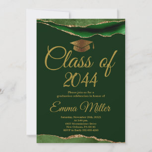 Class of 20XX - Green and Gold Graduation Party Invitation