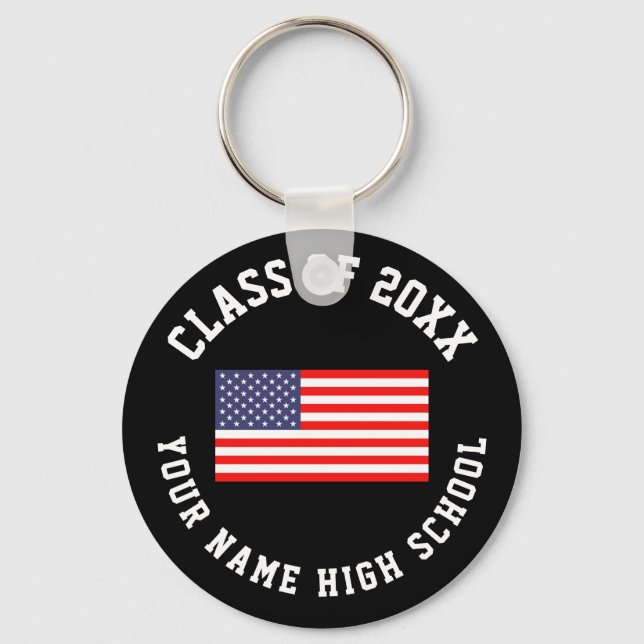Class of 20xx high school graduation American flag Key Ring (Front)