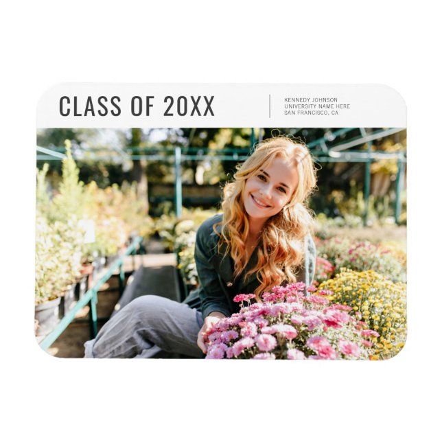 Class of 20XX Modern Minimalist Photo Graduation Magnet (Horizontal)
