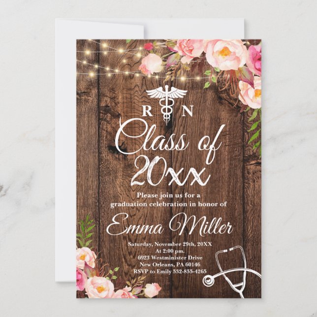 Class of 20XX -- Nursing School Graduation Invitation (Front)