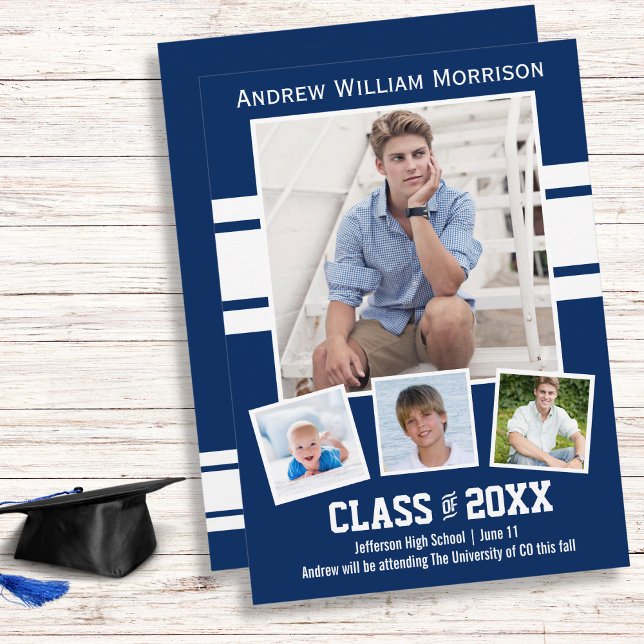 Class of 20XX Photo Collage Sport Graduation Party Invitation (Creator Uploaded)