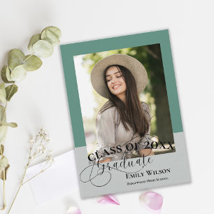 Class of 20XX Photo Green Graduation Announcement