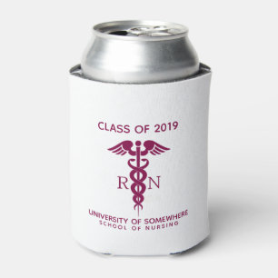 Class of 20xx Red Caduceus Nurse Symbol Graduation Can Cooler