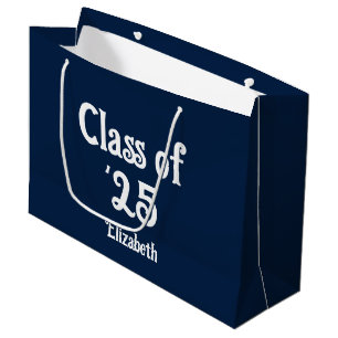 Class of '23 Dark Blue and White Graduate Name  Large Gift Bag