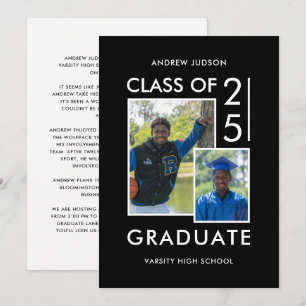 Class Of 25 Modern Black & White Photo Open House Invitation