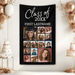 Class of ADD YEAR -- Graduation Black - 14 Photo Banner