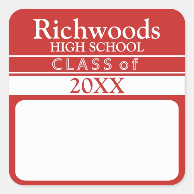 Class Of (Add Year) Name Stickers (Front)