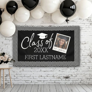 Class of Any Year Graduation Photo Cap Chevrons Banner