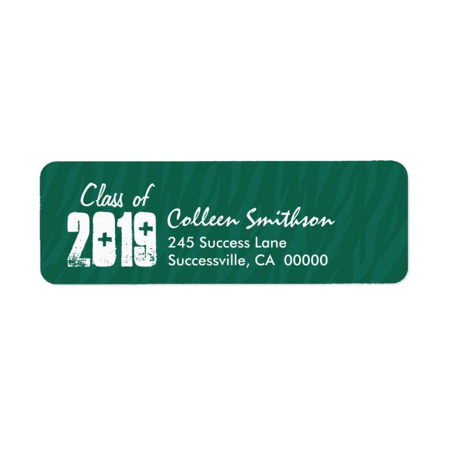 Class of Any Year GREEN Zebra Print Graduation (Front)