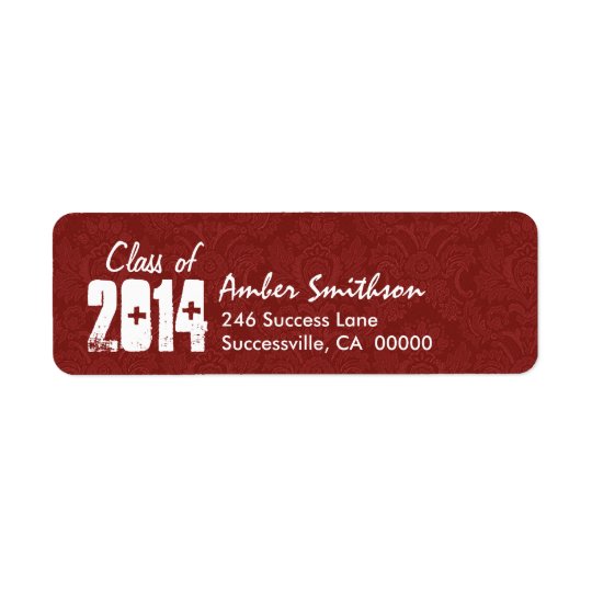 Class of Any Year RED and WHITE Graduation Return Address Label