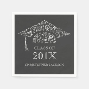 Class of Chalkboard Graduation Cap Paper Napkin