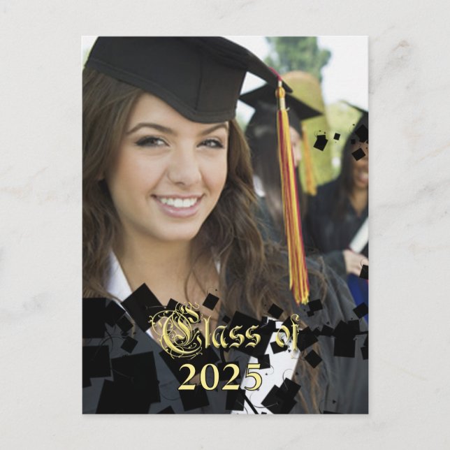 Class of Change Year Photo Graduation  Invitation Postcard (Front)