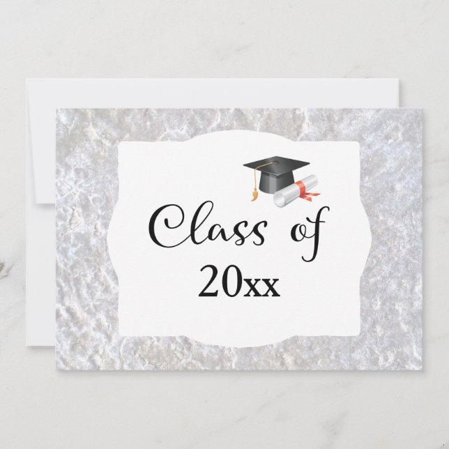 Class of Custom Year Marble Large Print Invitation (Front)