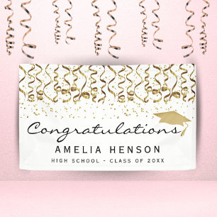 Class of Elegant Gold Confetti Graduate Banner
