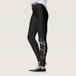 Class of Elegant Typography Graduate Black Gold Leggings<br><div class="desc">Elegant Classy Gold Graduation Black leggings</div>