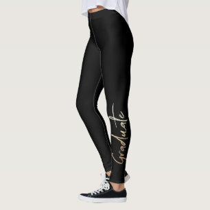 Class of Elegant Typography Graduate Black Gold Leggings