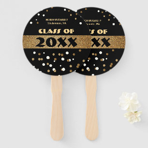 Class of gold and black graduation personalised hand fan