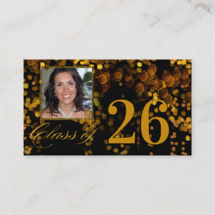 Class of Gold and Copper Graduation Photos Calling Card