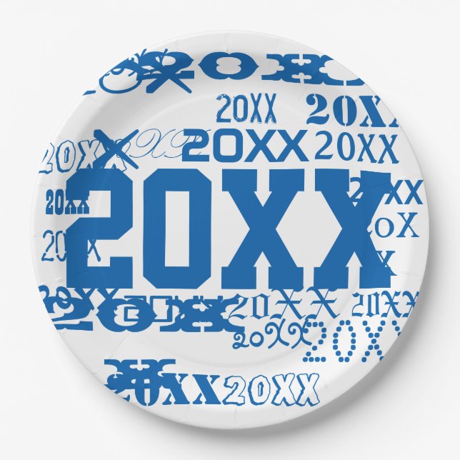 Class Of Grad Pattern Graduation Year Template Paper Plate (Front)