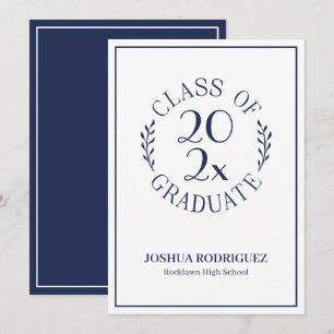 Class of Graduate Classic Navy White Typography Announcement