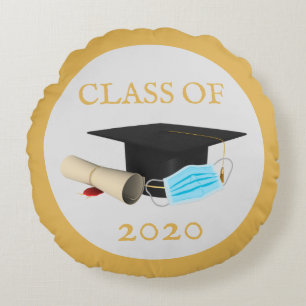 Class Of Graduate Coronavirus Mask Covid 2020 Round Cushion