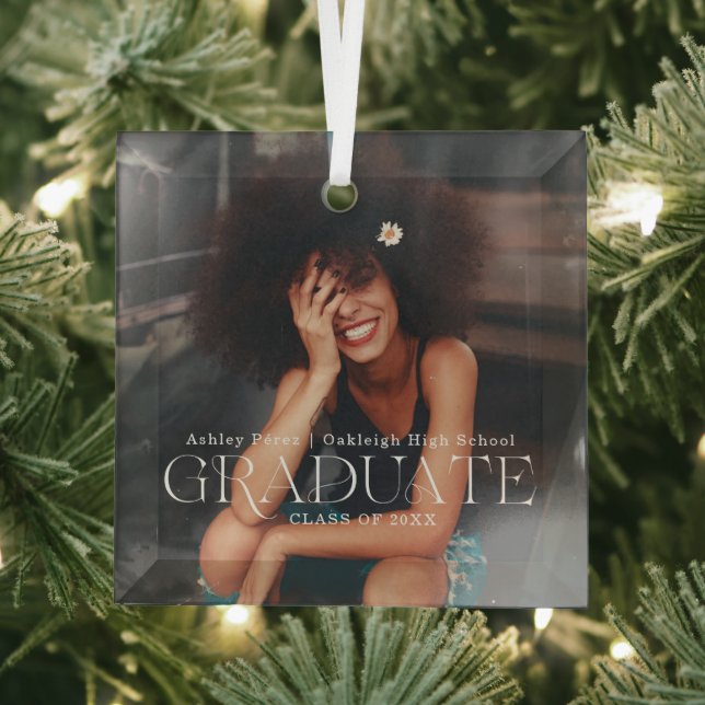 Class Of | Graduate Photo Christmas Glass Tree Decoration (Insitu)