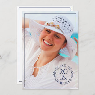 Class of Graduate Photo Modern Navy Typography Announcement