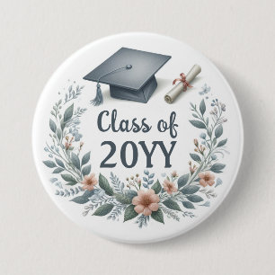 Class of Graduation Cap and Diploma Button