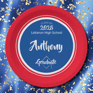 Class of Graduation Party Name School Colours Paper Plate