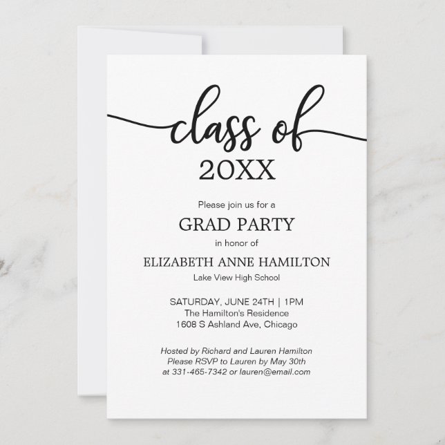 Class of High School Graduation Party Invitations (Front)