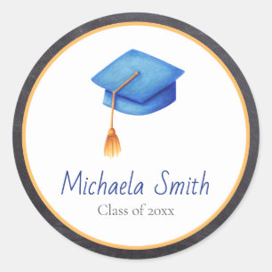 Class of Light Blue Graduation Cap with Tassel Classic Round Sticker