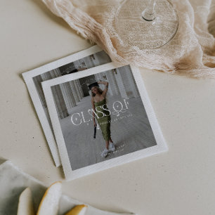 Class Of Modern Personalised Graduation Photo Napkin