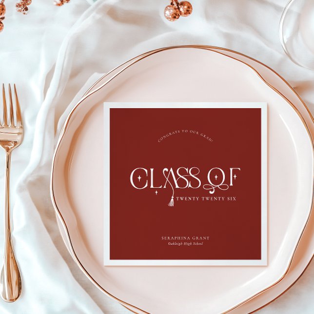 Class Of | Modern Personalized Graduation Party Napkin (Creator Uploaded)