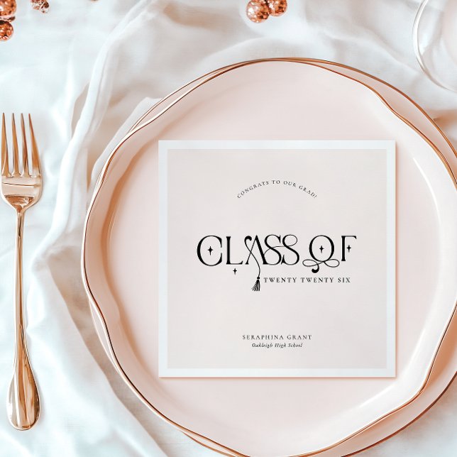 Class Of | Modern Personalized Graduation Party Napkin (Creator Uploaded)