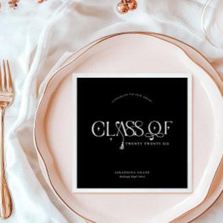Class Of | Modern Personalized Graduation Party Napkin