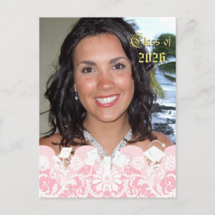 Class of Pink Girly Photo Graduation Invitation Postcard