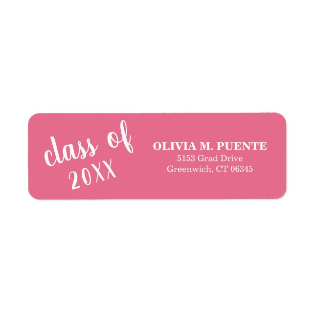 Class Of Pink Graduation Return Address (Front)