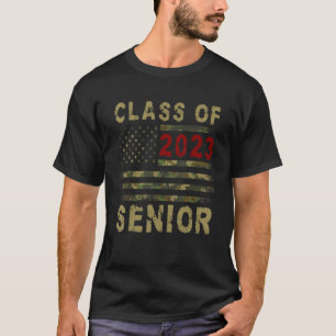 Class Of Senior 2023 Patriotic Camo American Flag  T-Shirt