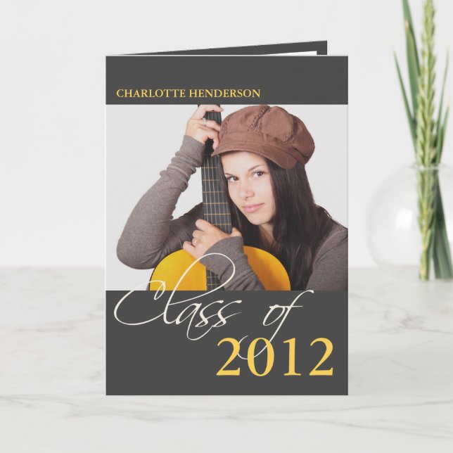 Class of slate grey graduation photo announcement (Front)