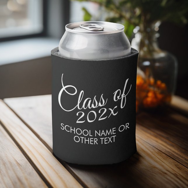 Class of with Custom Year and High School Can Cooler (Personalized can cooler - congratulations to the graduate)