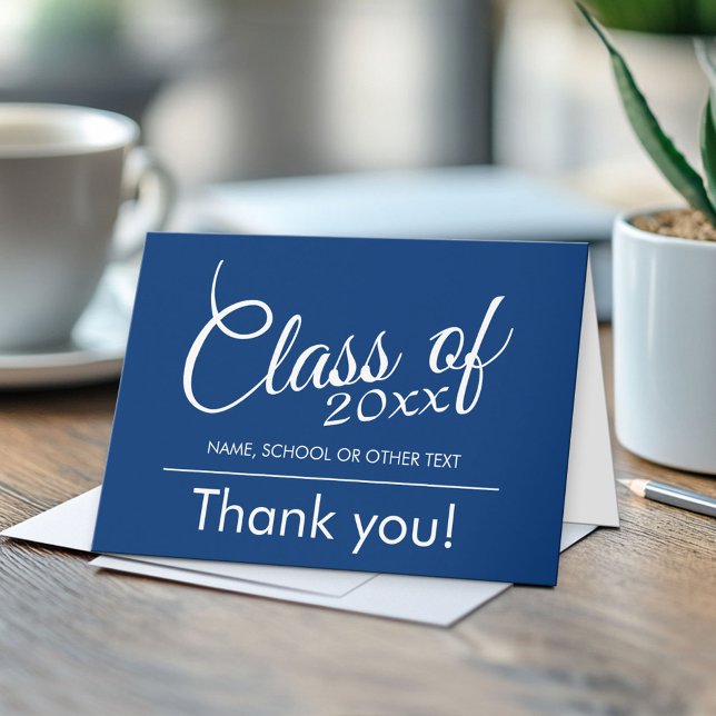 Class of with Custom Year and High School Thank You Card (Custom, Personalized Graduation Congratulations - Folded Greeting Card)