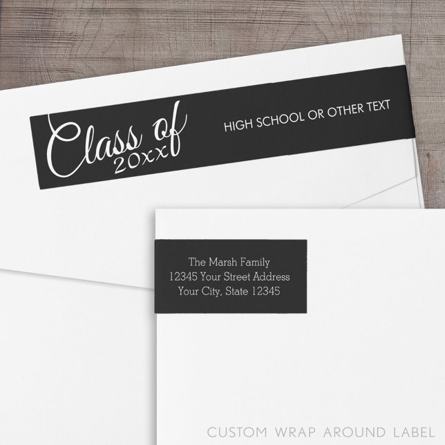 Class of with Custom Year and High School Wrap Around Label (Custom Return Address Label with a Wrap Around Feature)
