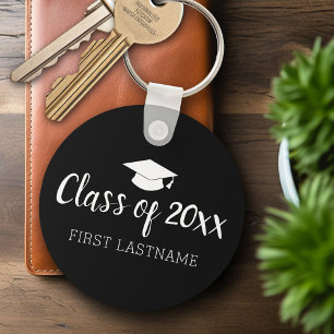 Class of Year and Name - Black Can Change Colour Key Ring